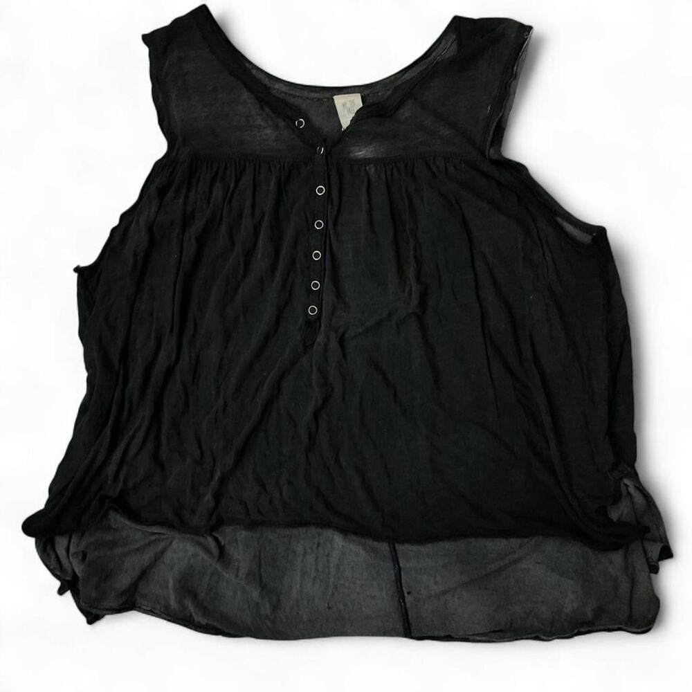 Free People black distressed flowy tank top women XS